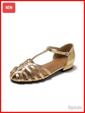 Women Closed Toe Braided Caged Gladiator Flat Sandals Faux Leather Ankle Strap